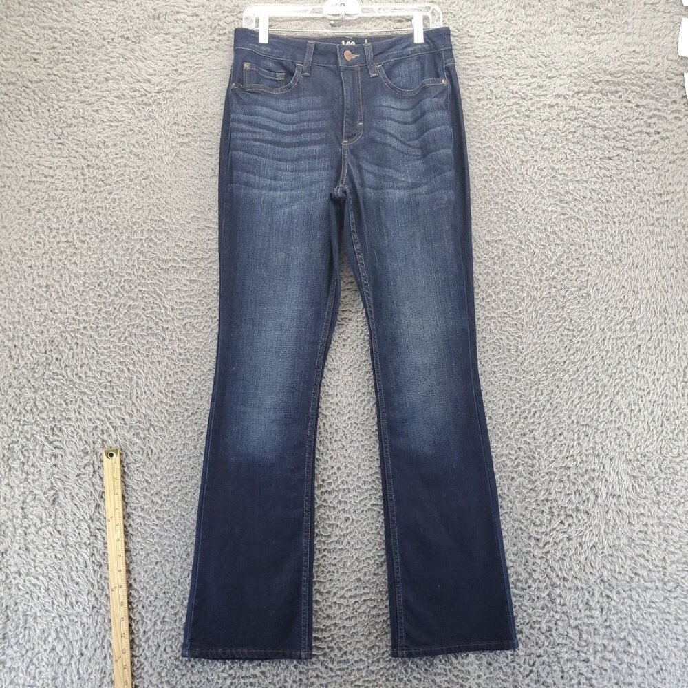 Lee Jeans Womens 8M Medium Blue Midrise Bootcut Denim Stretch *Read*